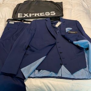 Men’s 3 piece suit EXPRESS blue j44r p36/30 vXL